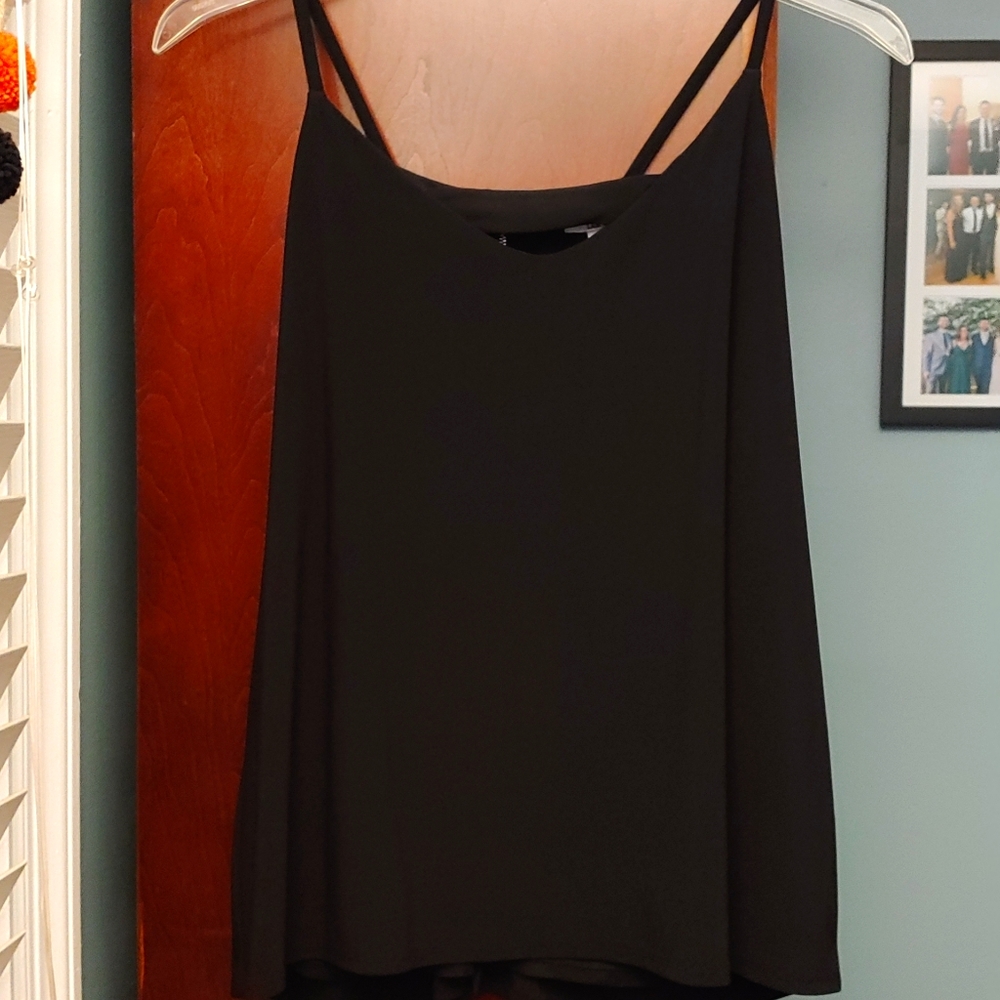 Dressy black tank with zipper and cut out detail